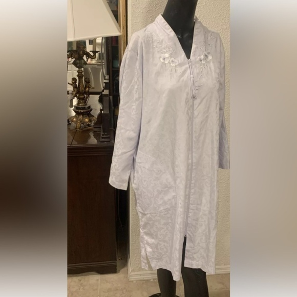 VINTAGE MISS ELAINE Baby Blue Damask  NIGHTGOWN M